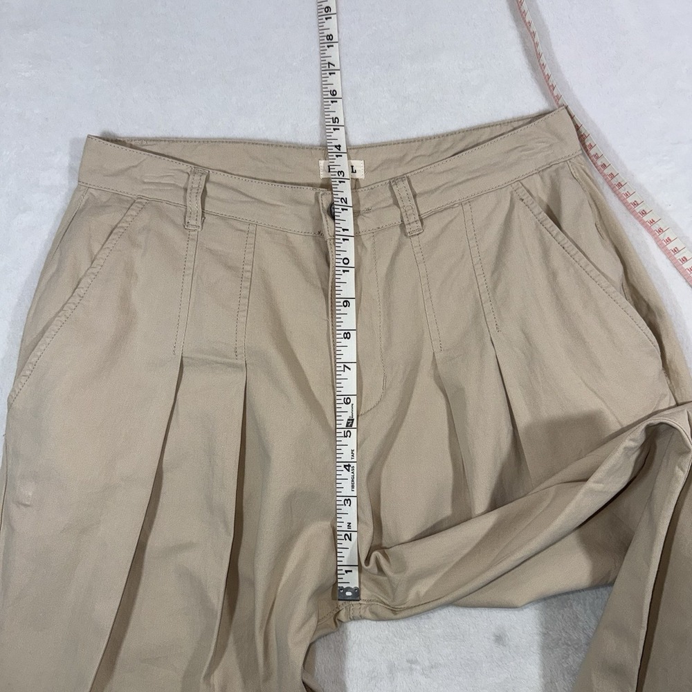 POL Pleated Khaki Pants Women's Size M Wide Leg High Rise Cotton Coastal Boho - Picture 12 of 14